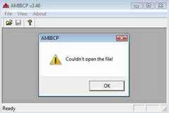Попытка открыть файл образа BIOS завершается сообщением «Couldn't open the file!»