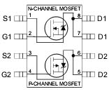 Рис.CТретий, N-канальный плюс P-канальный транзисторы в одном корпусе.